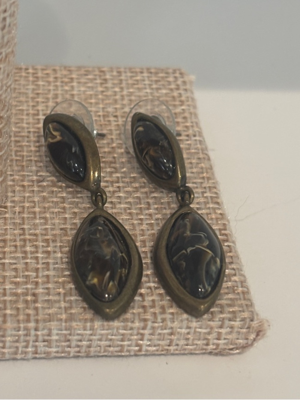Elegant Black Marbled Drop Earrings
